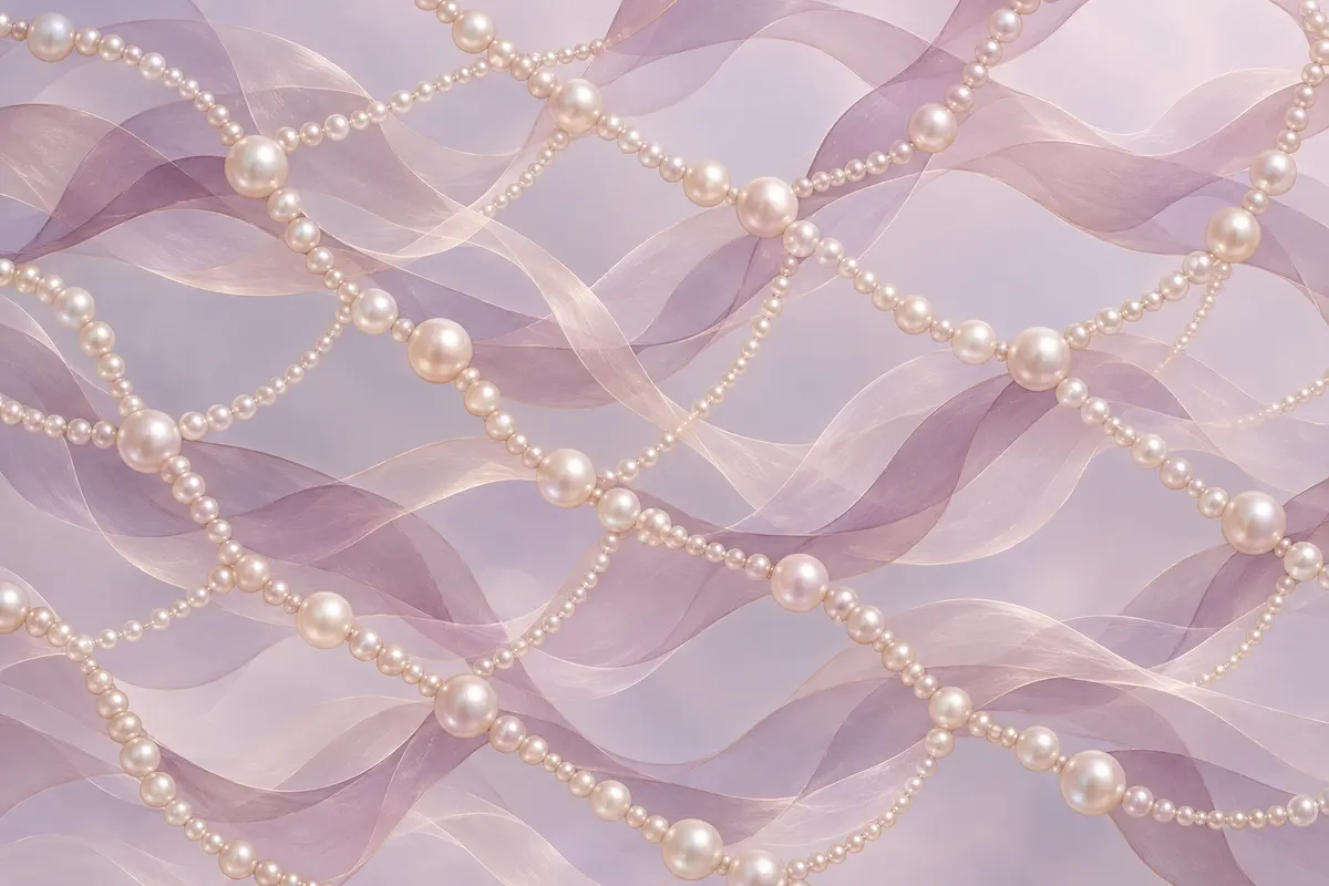Long and short translucent strands woven together into a loose, even net